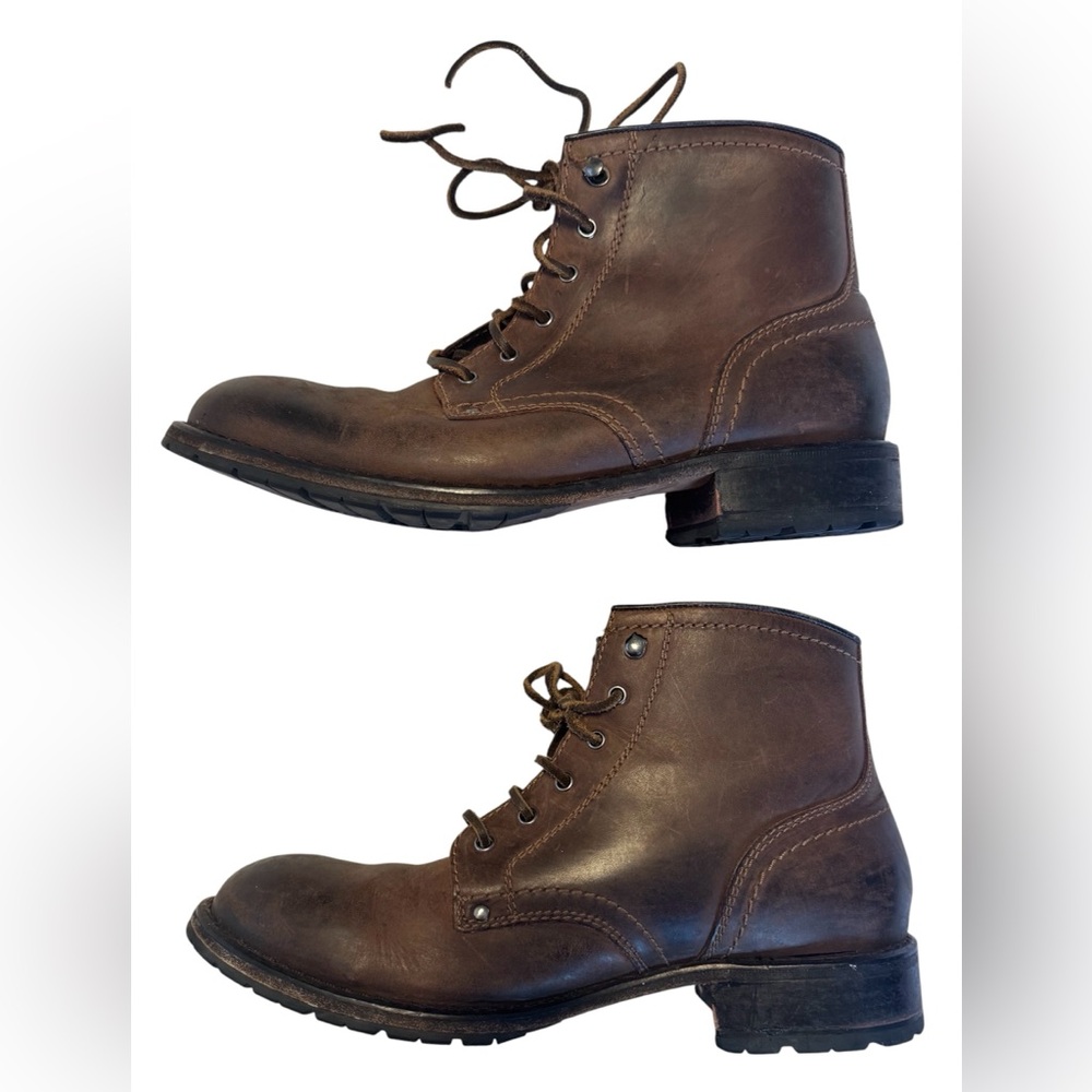 Cole Haan Grand OS Leather Boots Men 9 Brown Lace Up Distressed Workwear Rugged - Picture 8 of 16